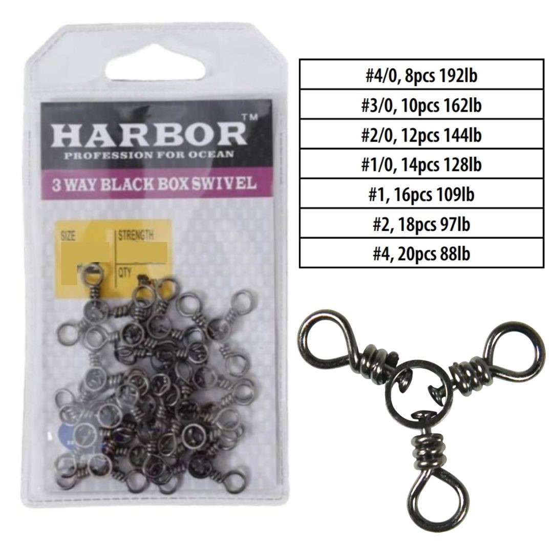 Harbor 3 Way Black Box Swivels - The Bait Shop Gold Coast
